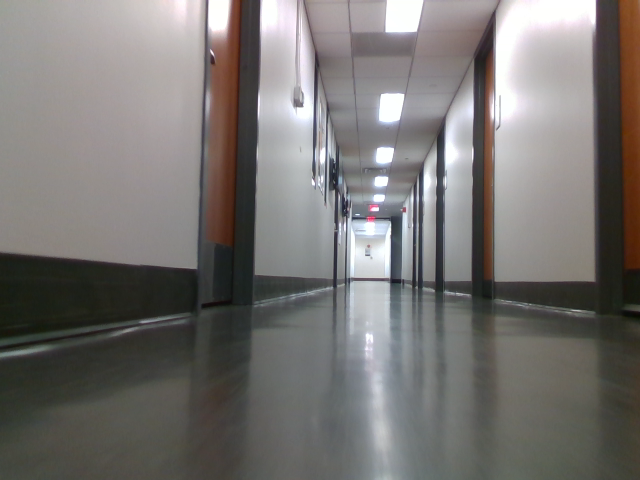 Indoor corridor captured as an RGB input for scene reconstruction